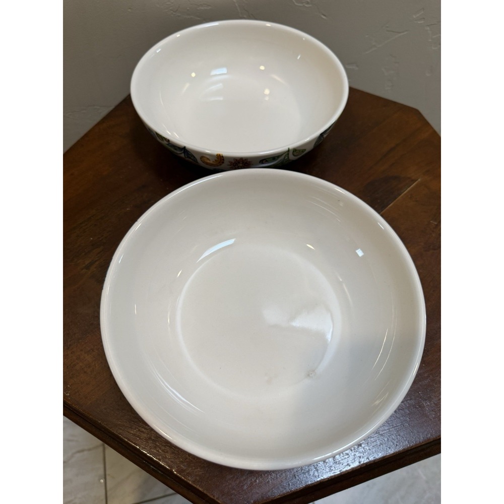 Dash of That Colorful Floral Earthenware 8" Cereal Soup Bowls Lot of Two Pair